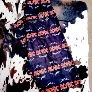 Black AC/DC High Voltage Custom Print Buttery Soft Leggings Size TC